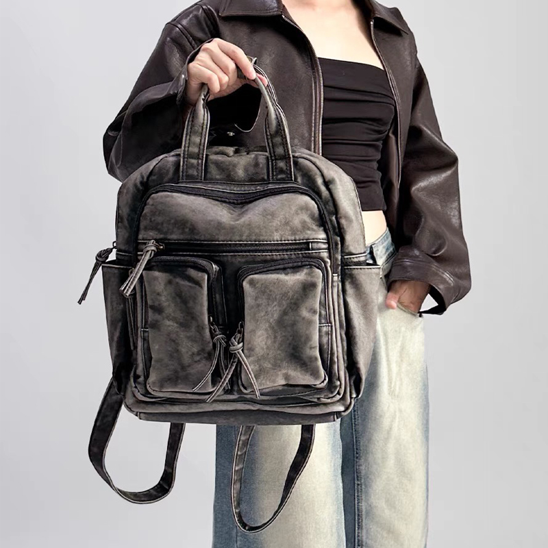 Luxury Soft Washed Pu Leather  - Motorcycle Gear Backpack recensione e prezzo