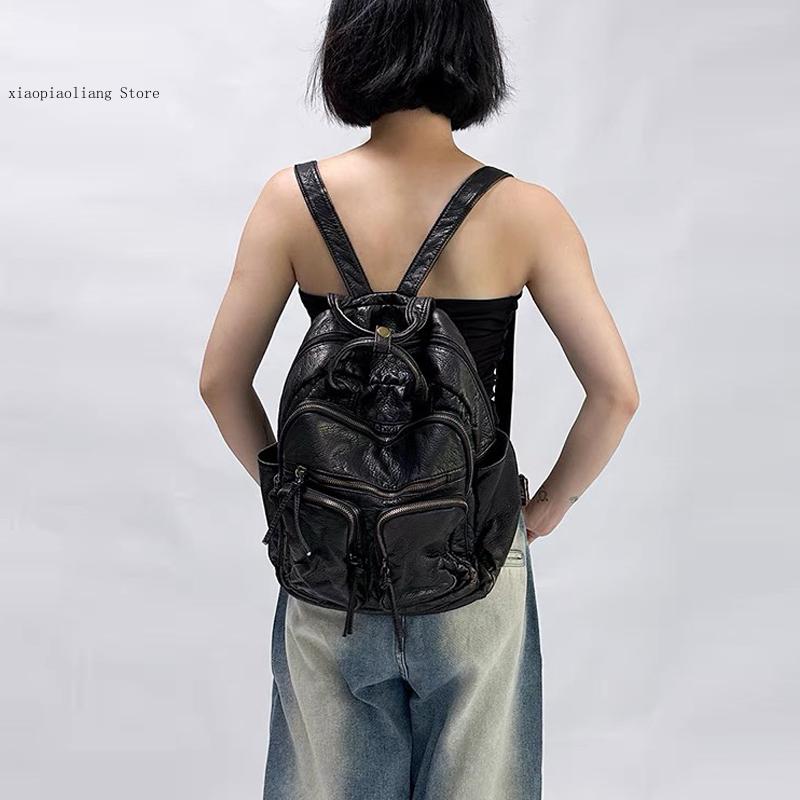 Luxury Soft Washed Pu Leather  - Motorcycle Gear Backpack recensione e prezzo