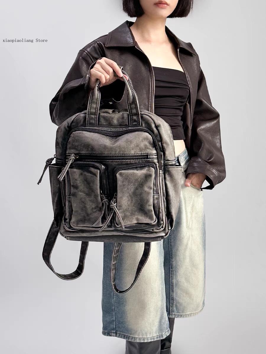 Luxury Soft Washed Pu Leather  - Motorcycle Gear Backpack recensione e prezzo
